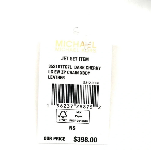 MICHAEL KORS LARGE EW ZIP CHAIN CROSSBODY BAG DARK CHERRY - Picture 11 of 11